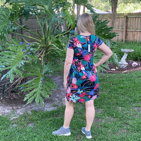 NWT Spense Palm / Floral Print T Shirt Dress Summer Dress Size small - Picture 7 of 8